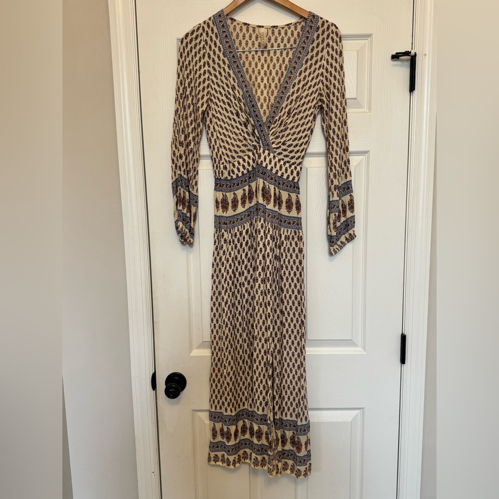 Raga NWT Boho Maxi Dress S Long Sleeve Wrap Waist Festival Cottagecore